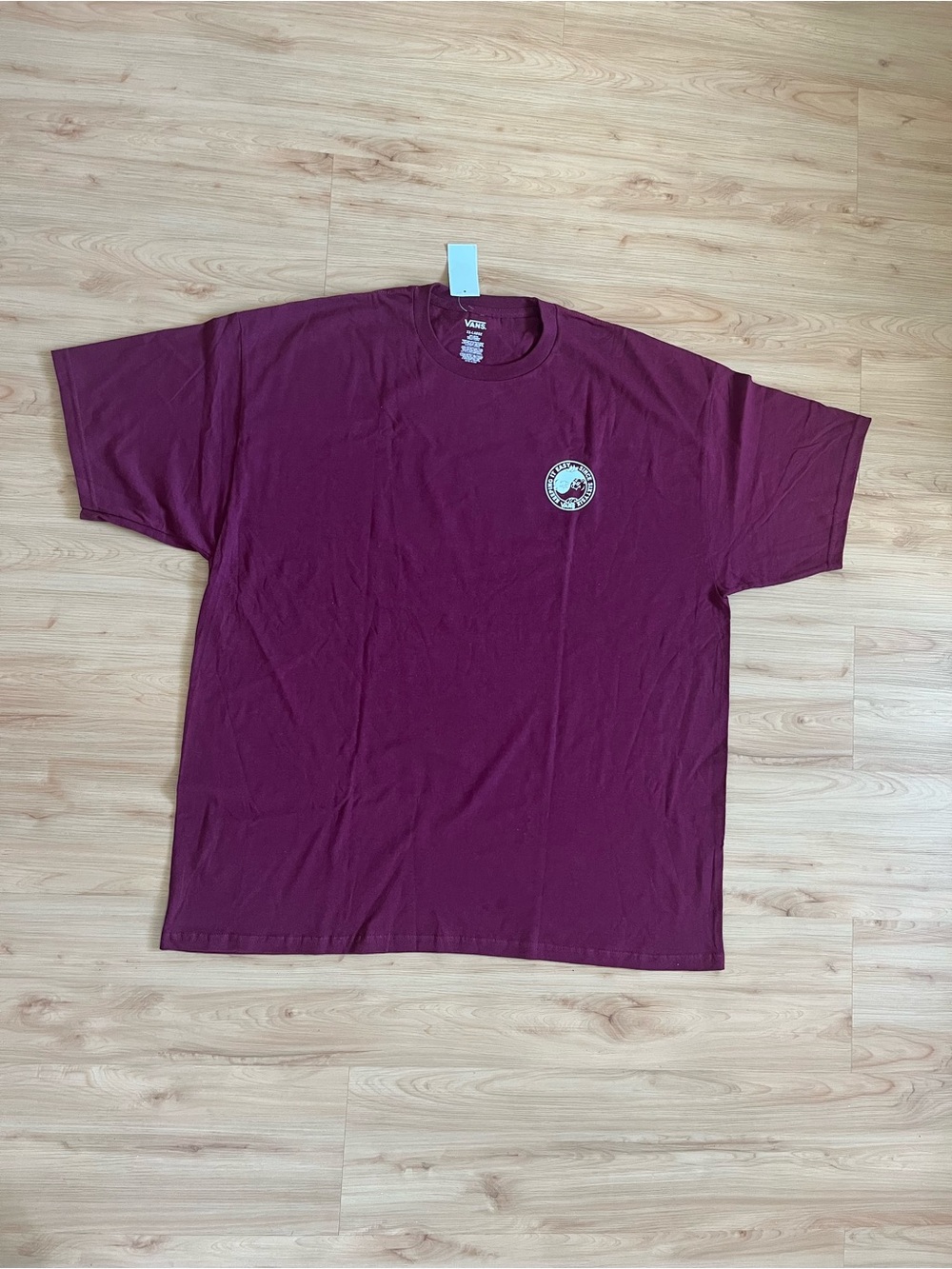Vans Men's Maroon Short Sleeve Tee with Left Chest Graphic XXL